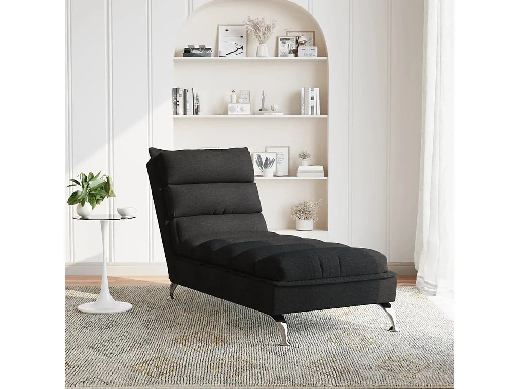 Poltrona lounge con cuscini in tessuto nero