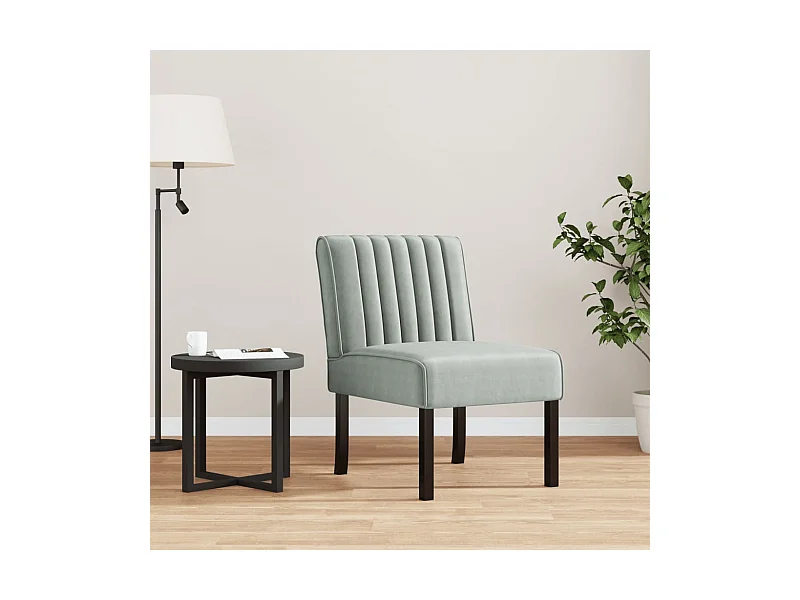 Fauteuil sans accoudoirs gris clair velours