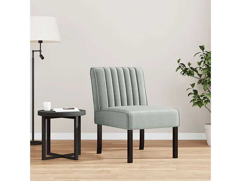 Fauteuil sans accoudoirs gris clair velours