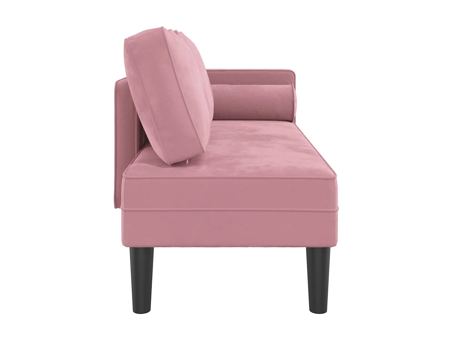 Chaise longue avec coussins rose velours