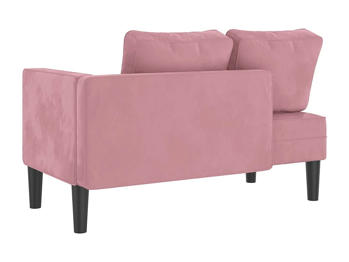 Chaise longue avec coussins rose velours