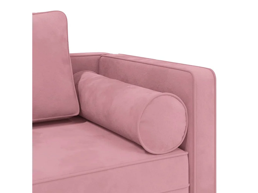 Chaise longue avec coussins rose velours