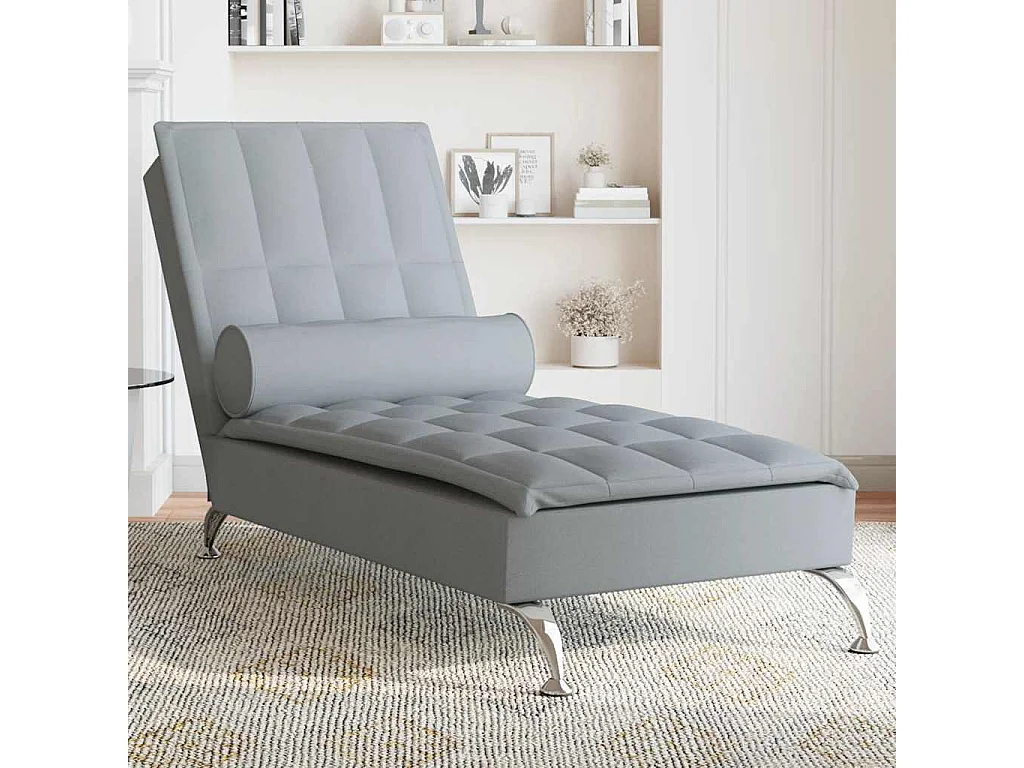 Sillón de masaje con respaldo de tela gris claro
