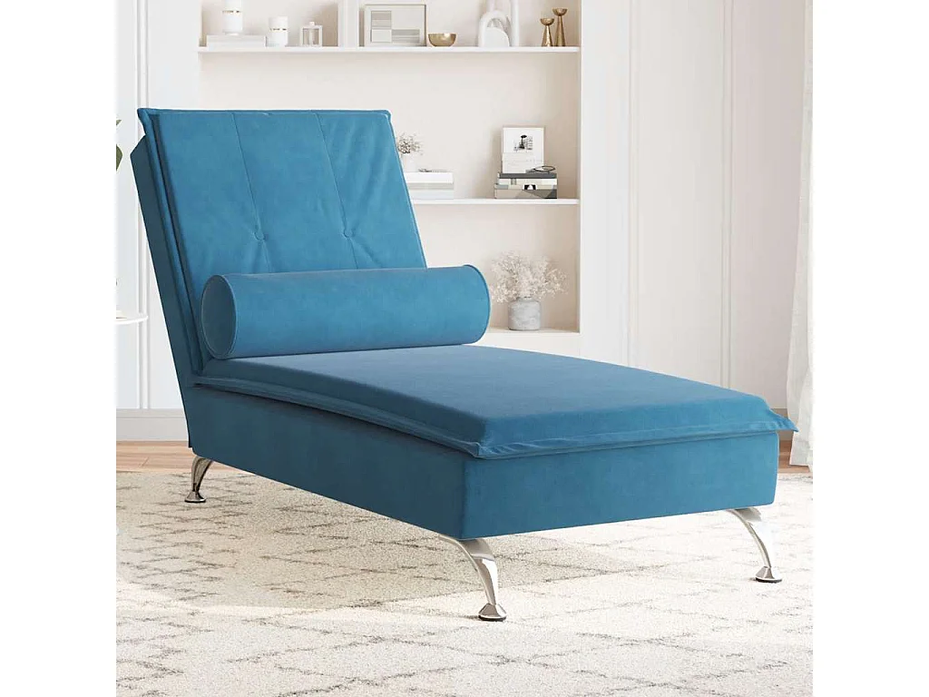 Massageliegestuhl mit blauer Samtpolsterung