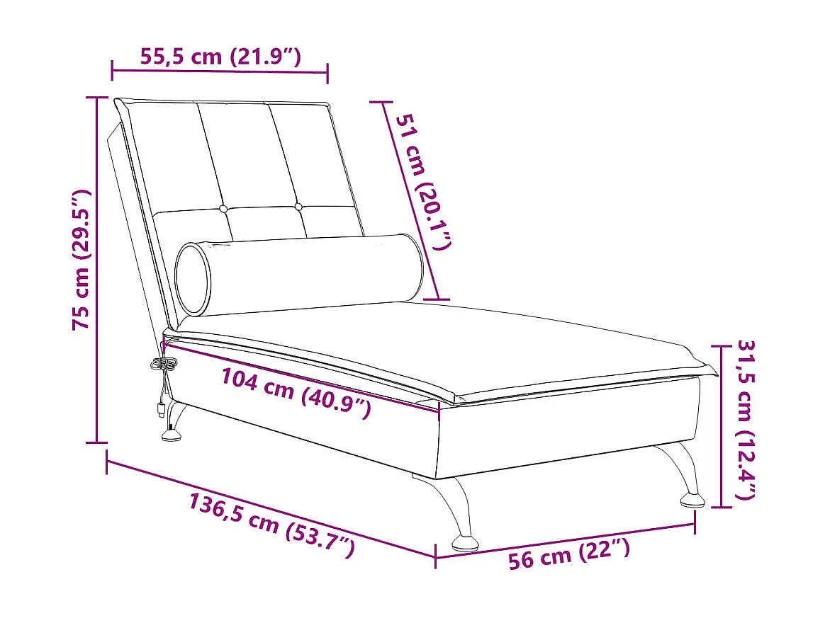 Massageliegestuhl mit blauer Samtpolsterung