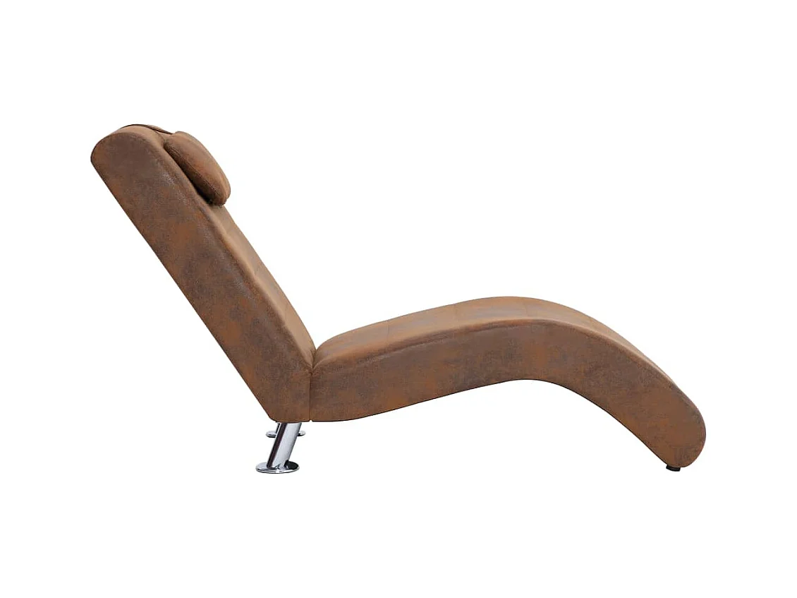 Chaise longue con cuscino marrone Ecopelle scamosciata