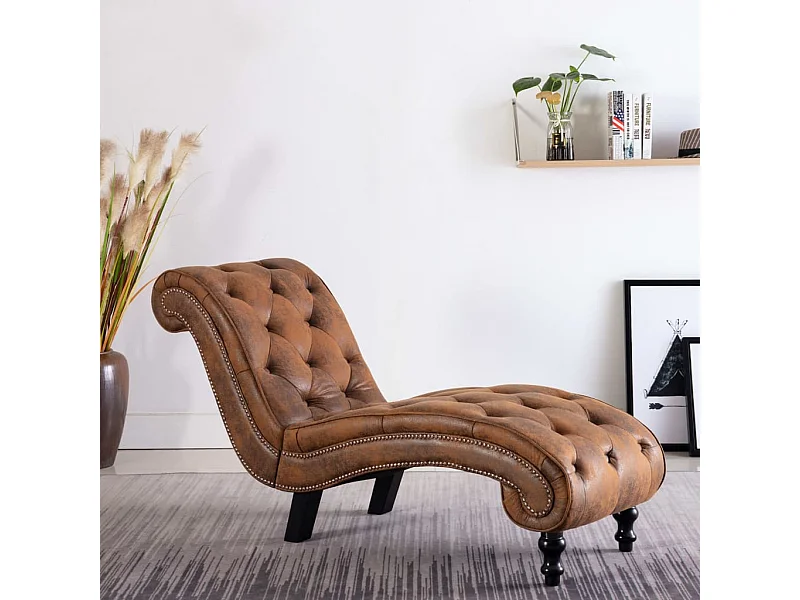 Chaise longue Marron Similicuir daim