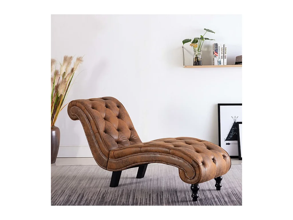 Chaise longue Marron Similicuir daim