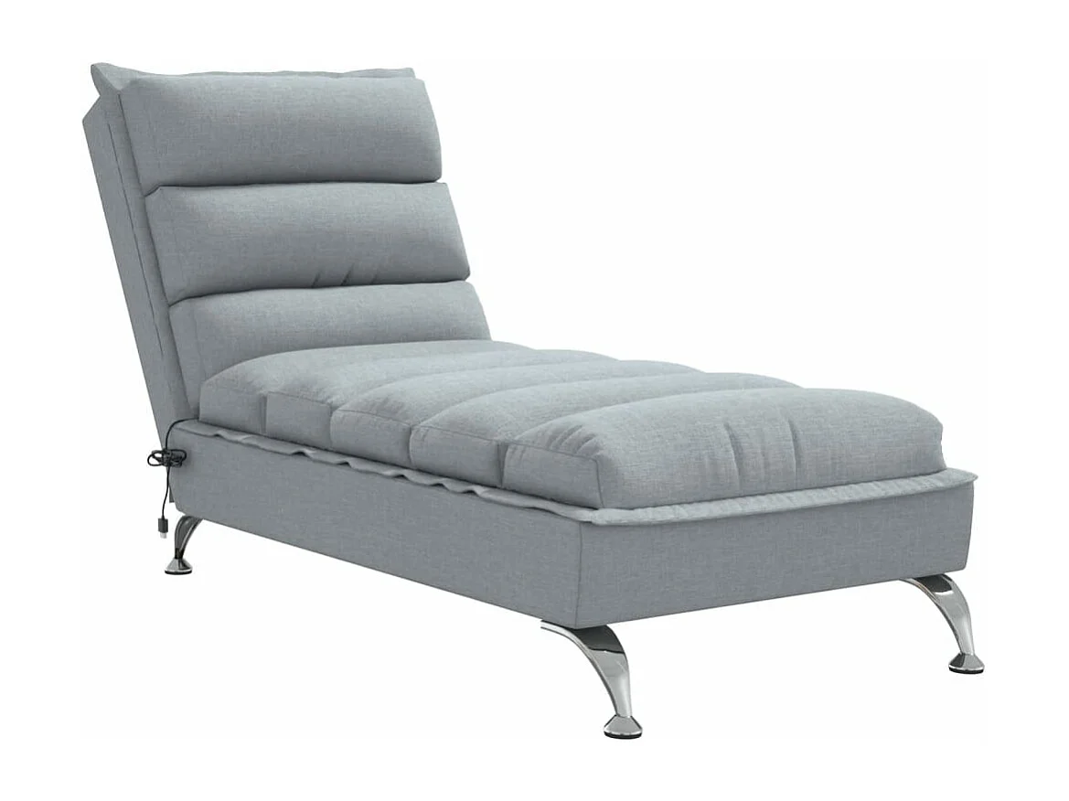 Chaise longue de massage avec coussins gris clair tissu