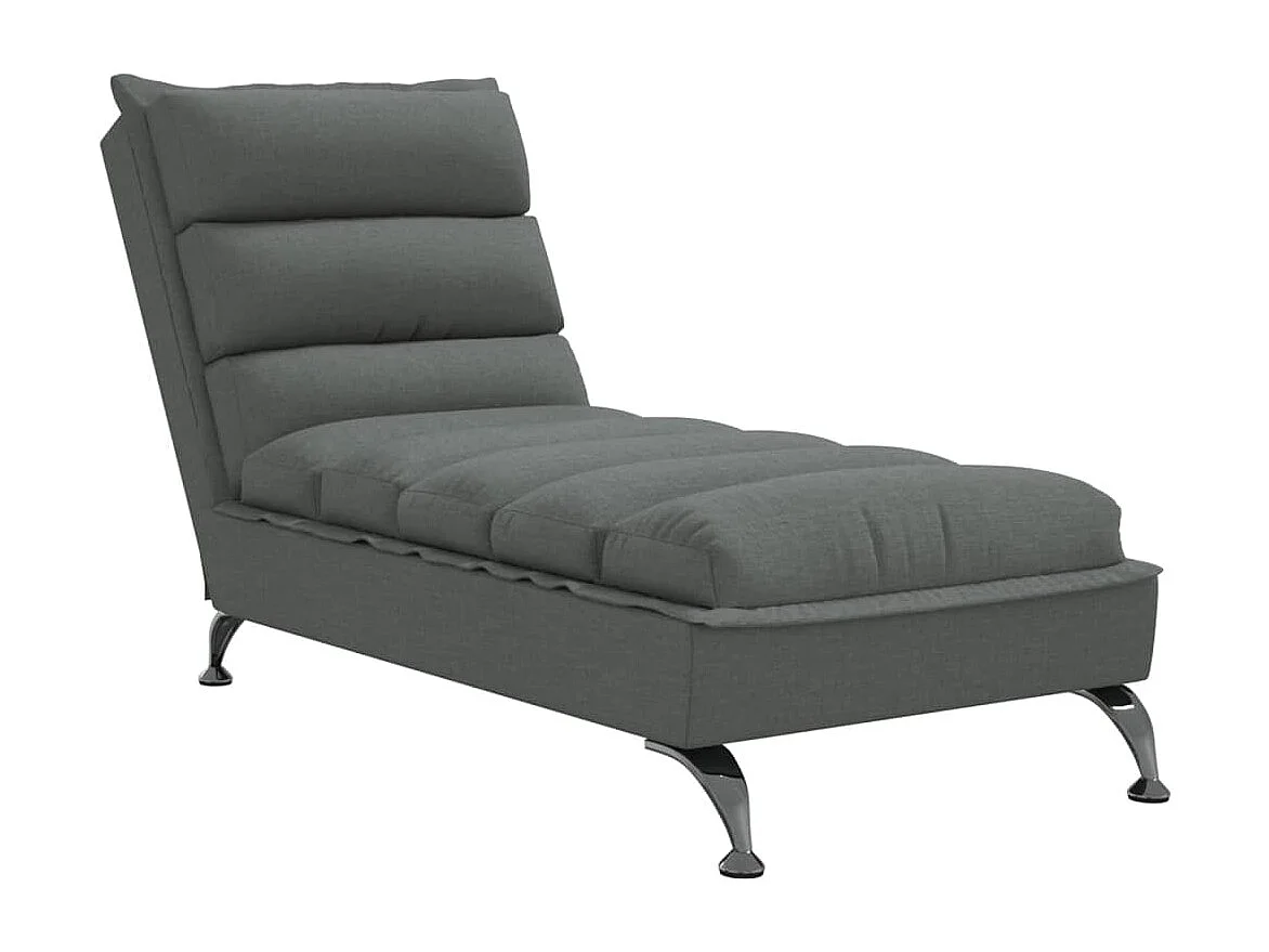 Chaise longue avec coussins gris foncé tissu