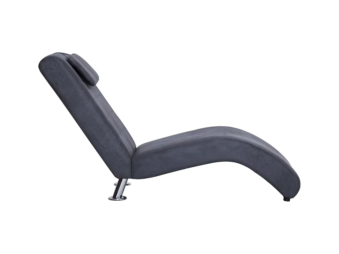 Chaise longue avec oreiller Gris Similicuir daim