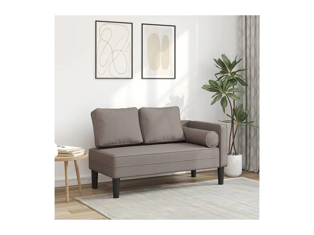 Chaise longue avec coussins taupe tissu