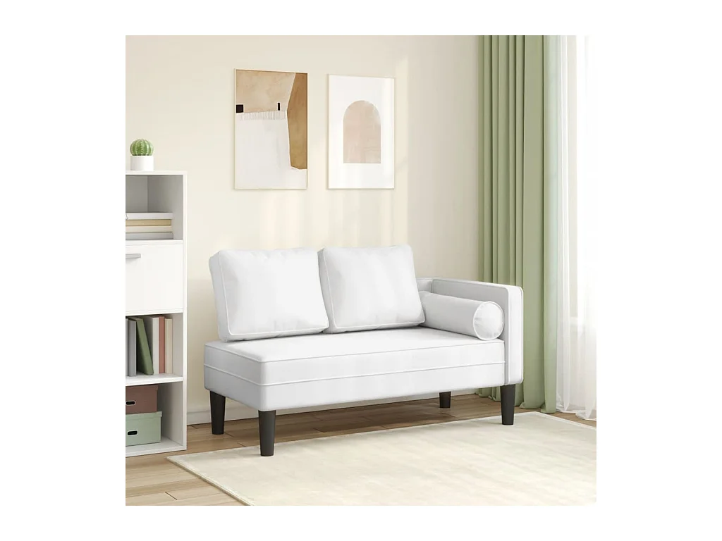 Chaise longue avec coussins blanc similicuir