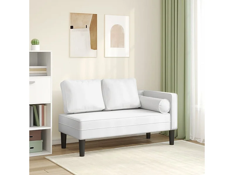 Chaise longue avec coussins blanc similicuir