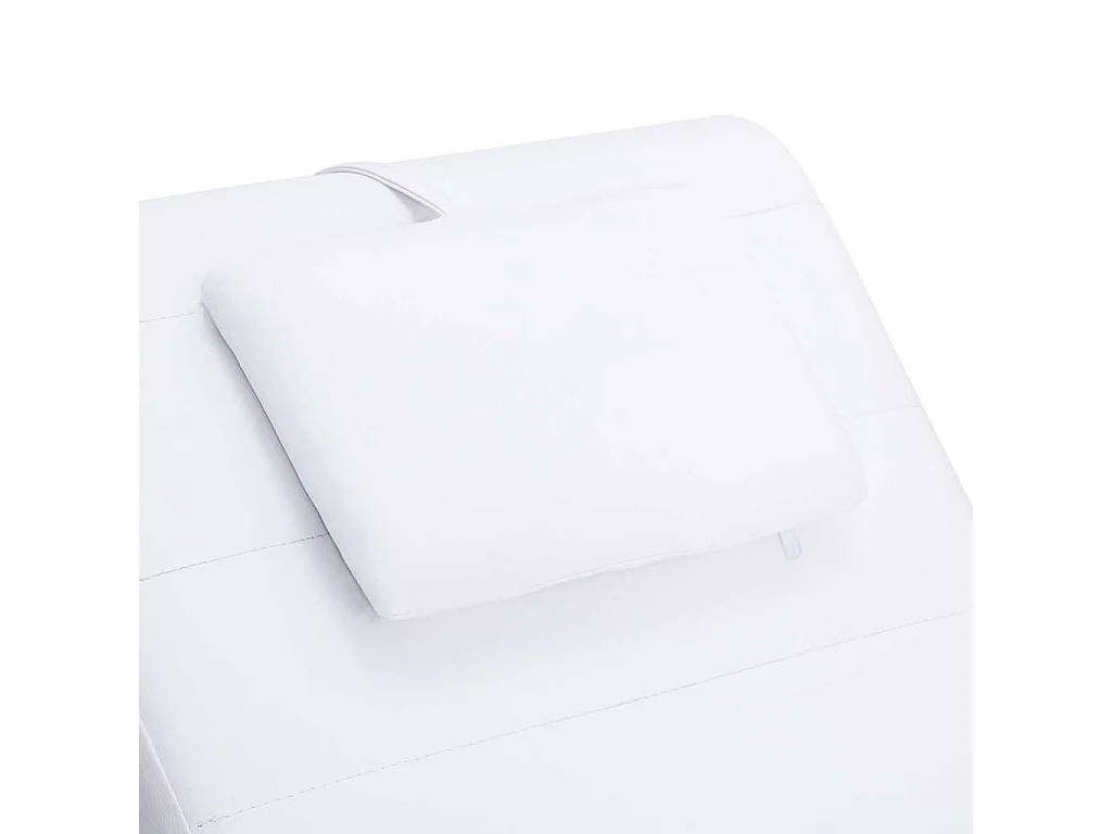 Chaise longue de massage avec oreiller Blanc Similicuir
