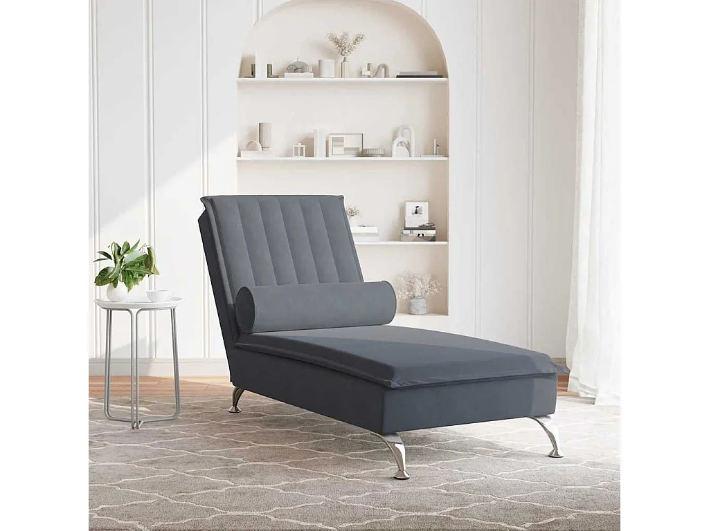 Poltrona de massagem com almofada de veludo cinza escuro