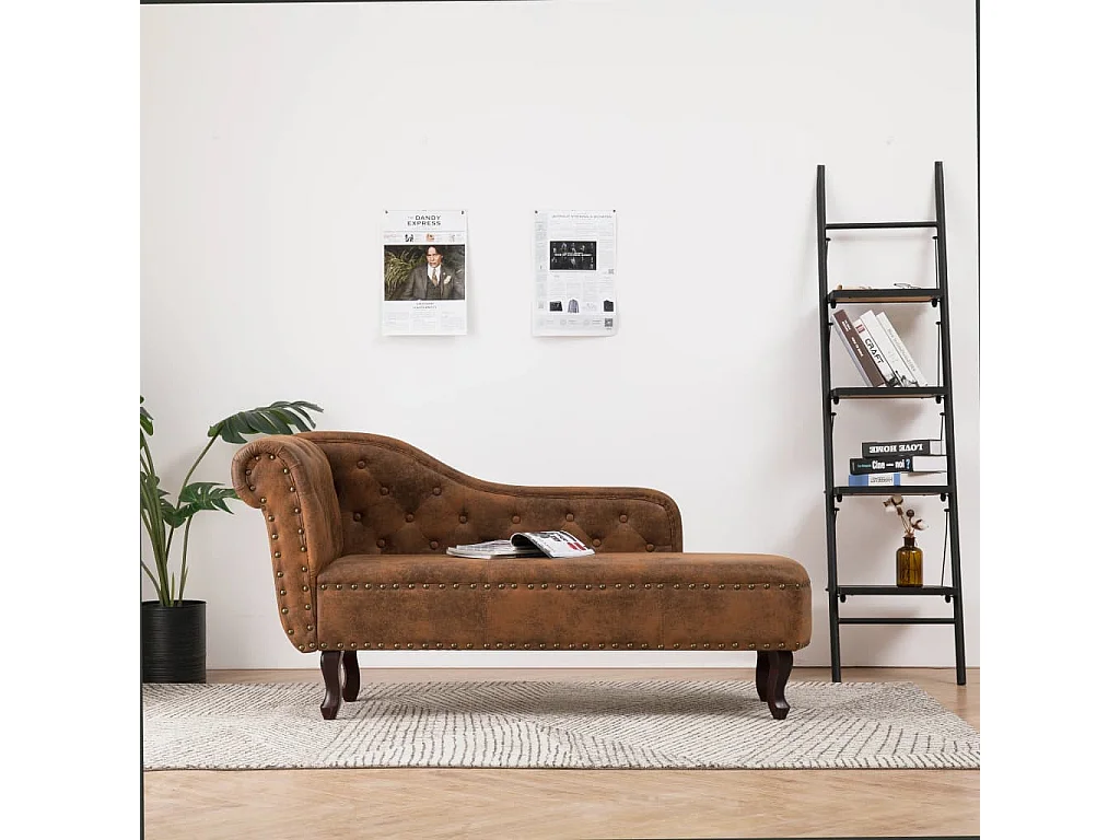 Chaise longue Marron Similicuir daim
