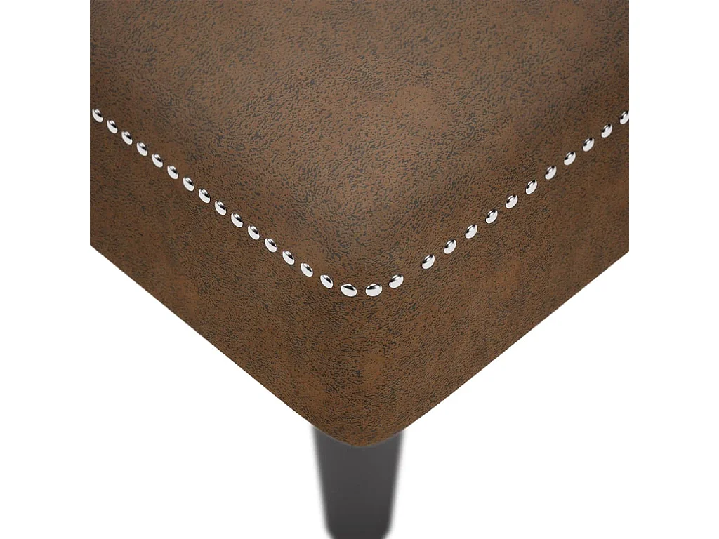 Poltrona longa com almofada e apoio de braço direito em couro sintético marrom