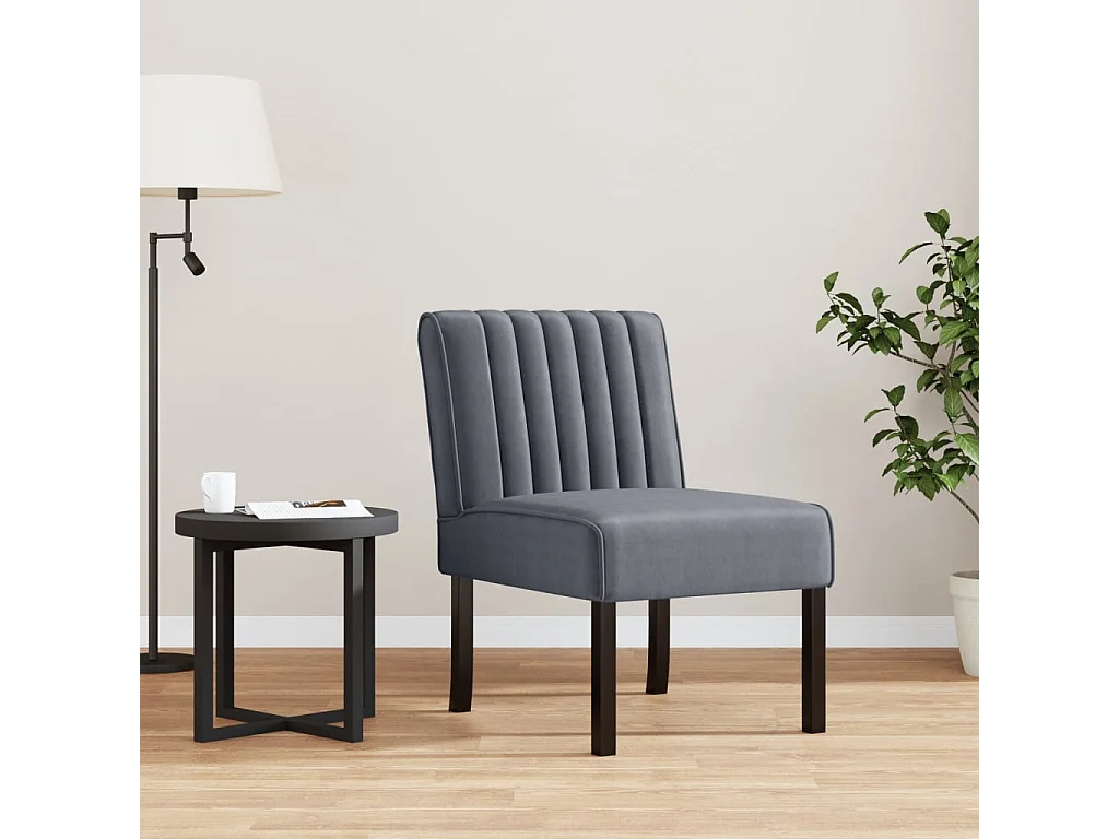 Fauteuil sans accoudoirs gris foncé velours