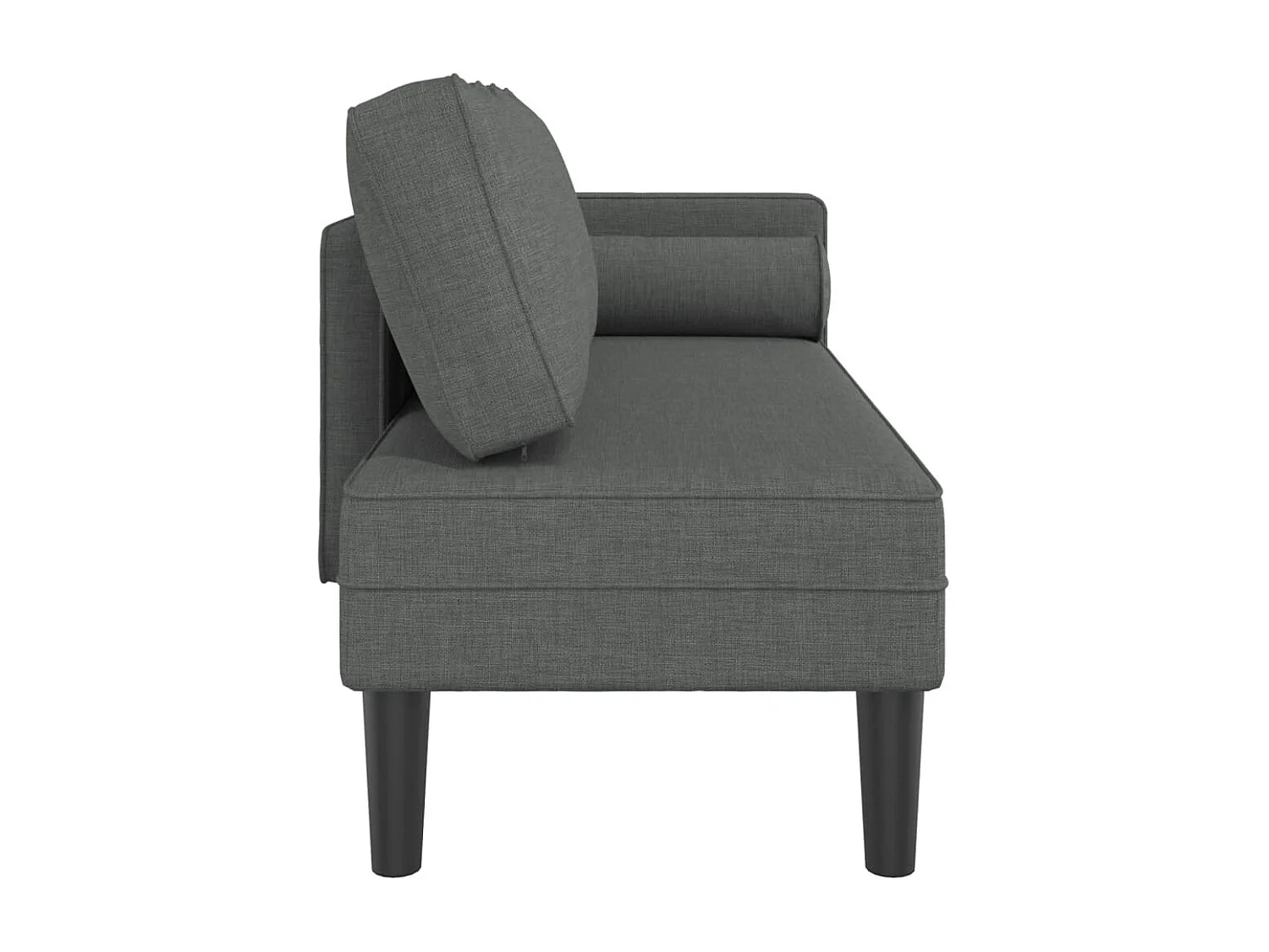 Chaise longue avec coussins gris foncé tissu