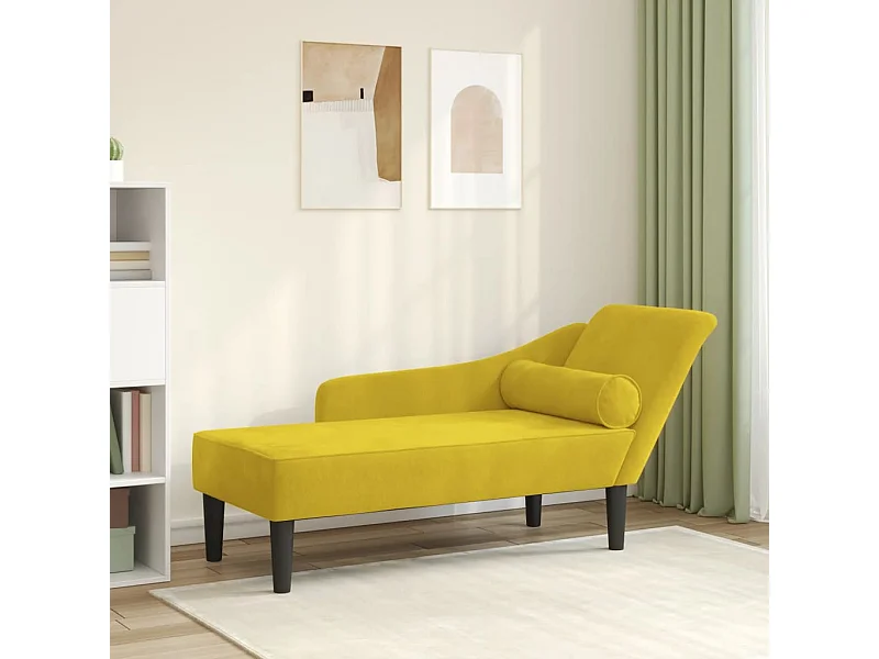 Espreguiçadeira com almofadas de veludo amarelo