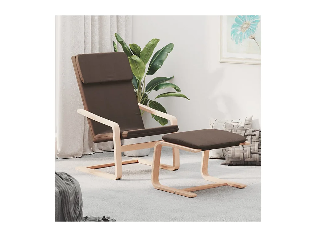 Fauteuil de relaxation avec repose-pied Marron foncé Tissu