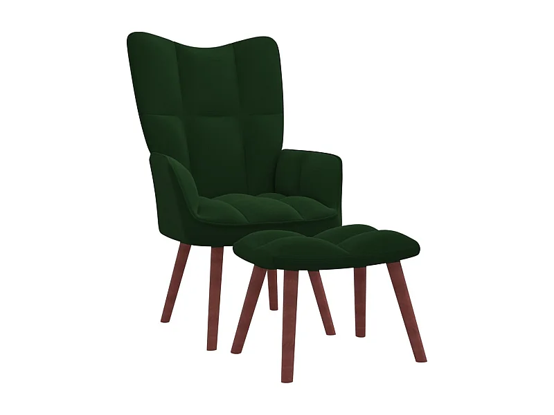 Fauteuil de relaxation avec repose-pied Vert foncé Velours