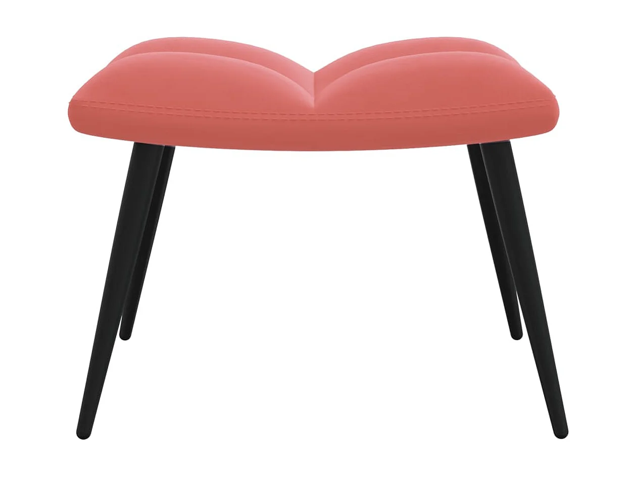 Relaxstoel met voetenbank fluweel roze