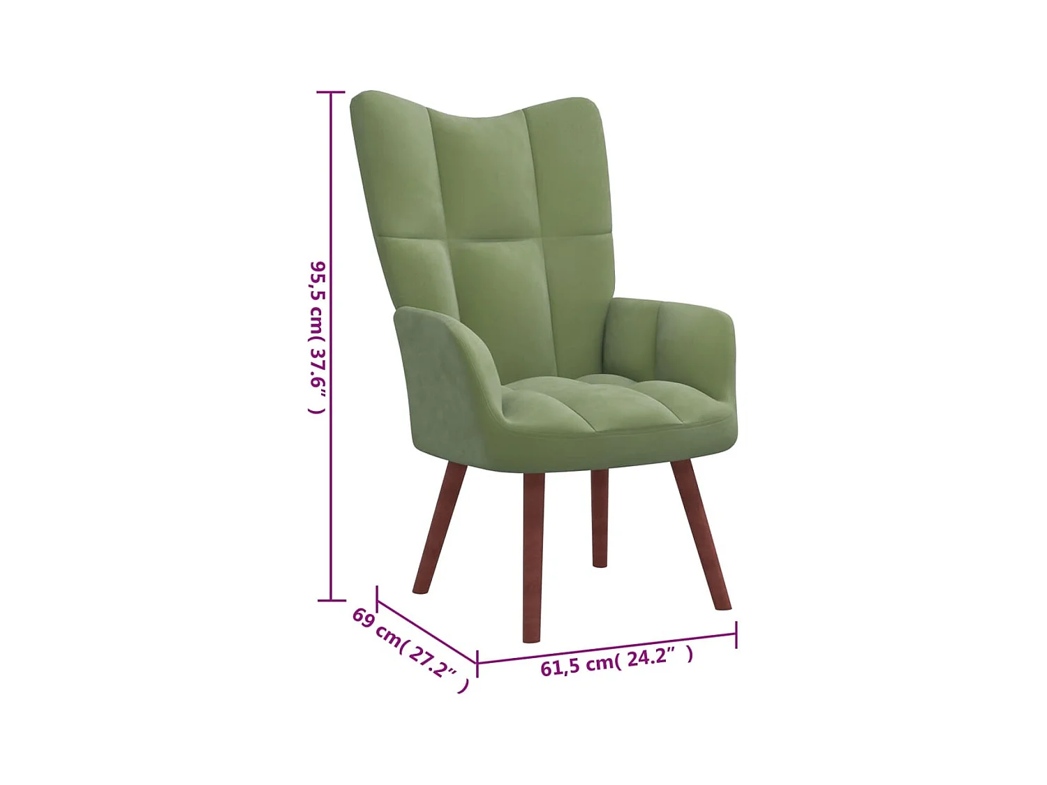 Fauteuil de relaxation Vert clair Velours