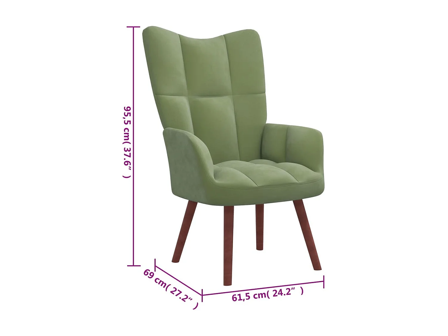 Fauteuil de relaxation Vert clair Velours