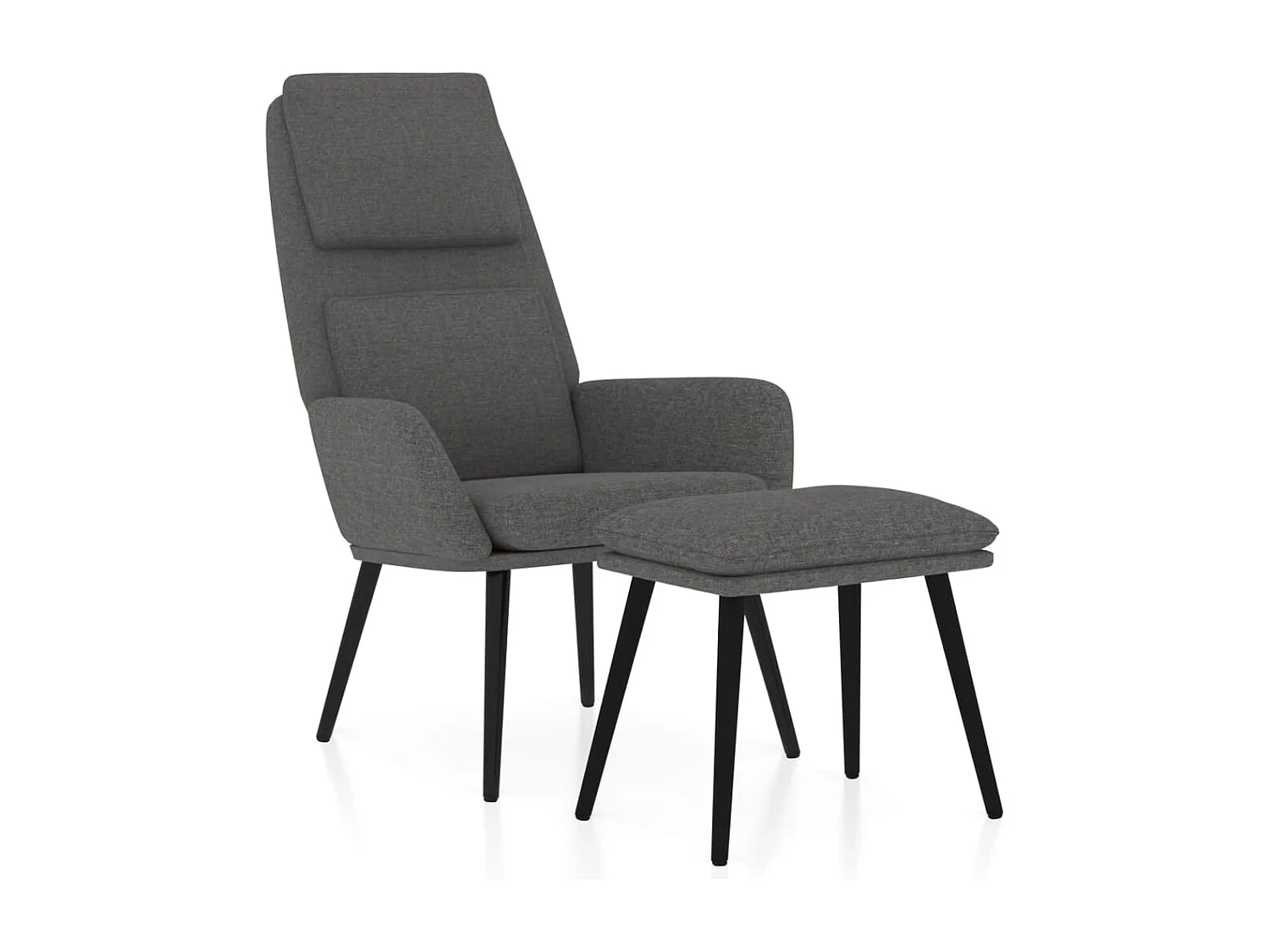 Cadeira de descanso com banco tecido cinzento-claro