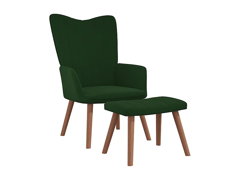 Fauteuil de relaxation avec repose-pied Vert foncé Velours