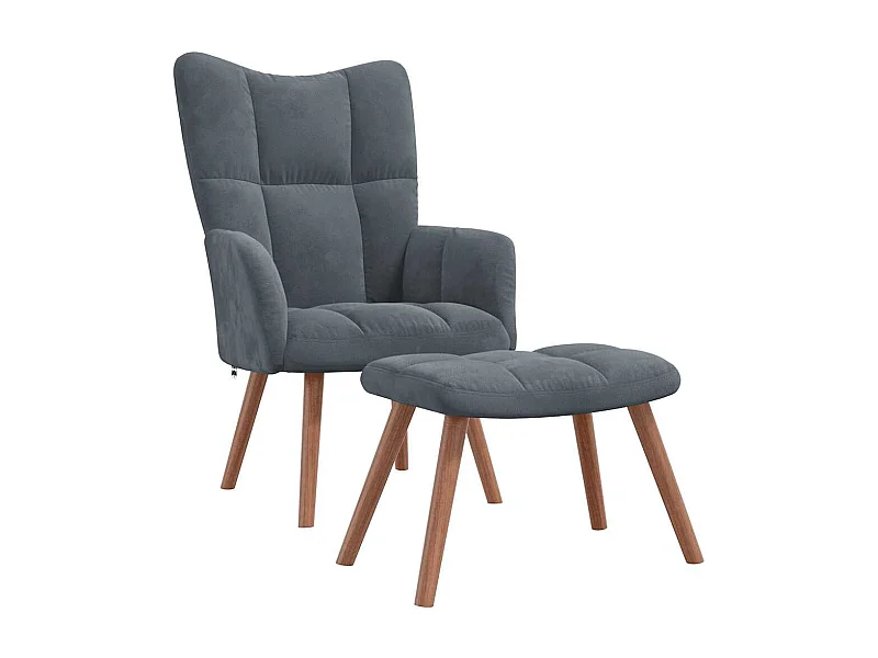 Sillón de relax con taburete terciopelo gris oscuro