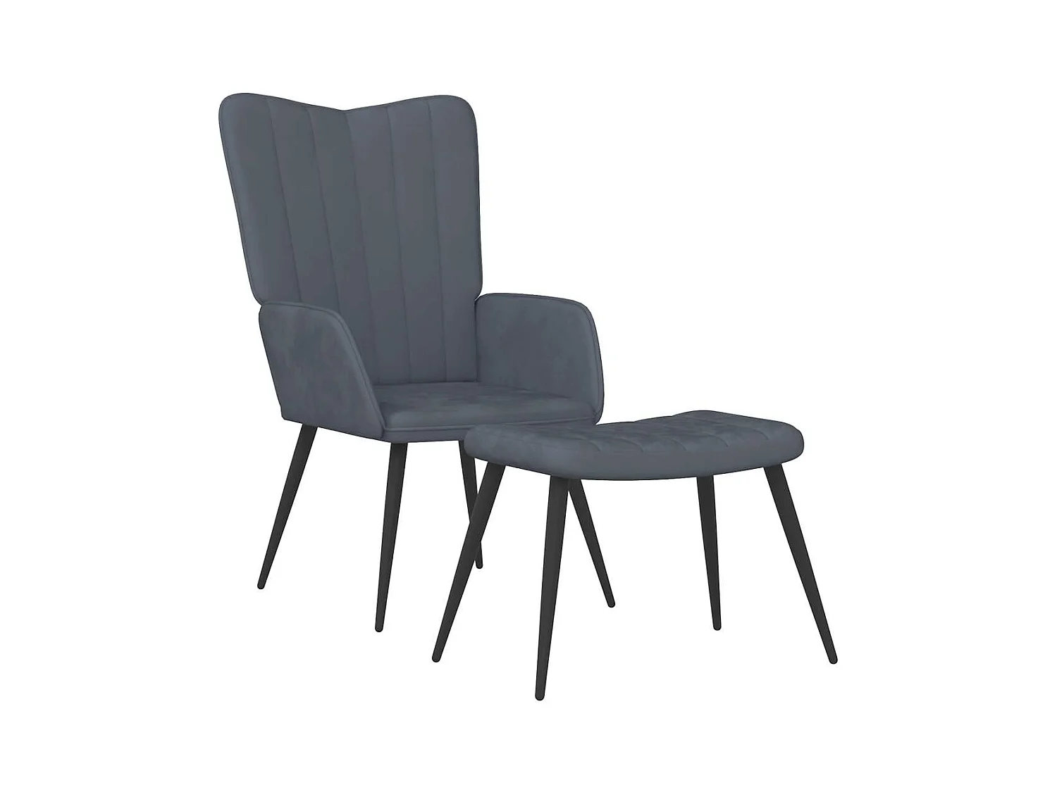 Fauteuil de relaxation avec repose-pied Gris foncé Velours