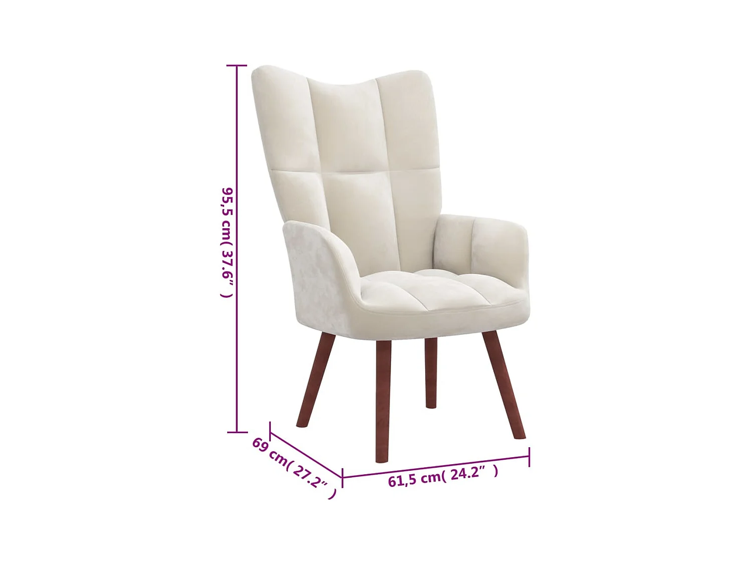 Fauteuil de relaxation Blanc crème Velours