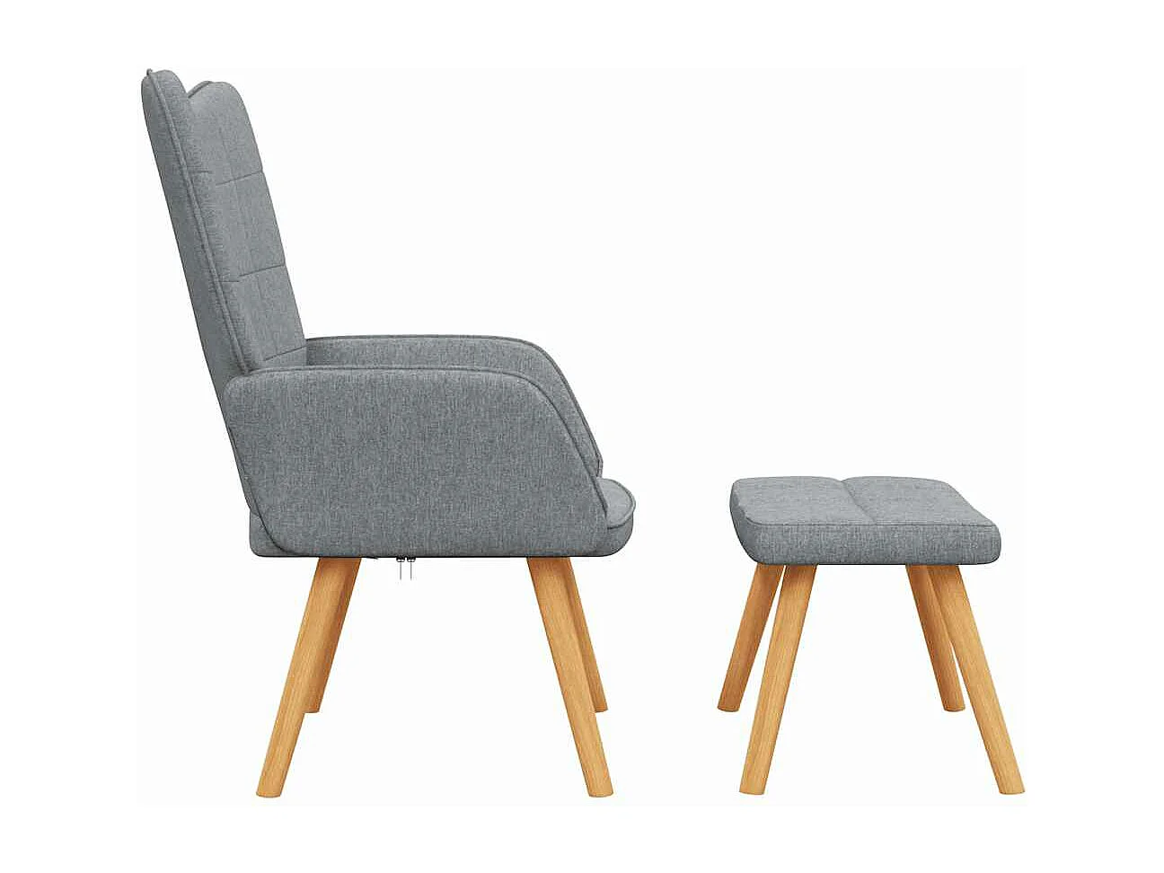 Cadeira de descanso + banco tecido cinzento-claro