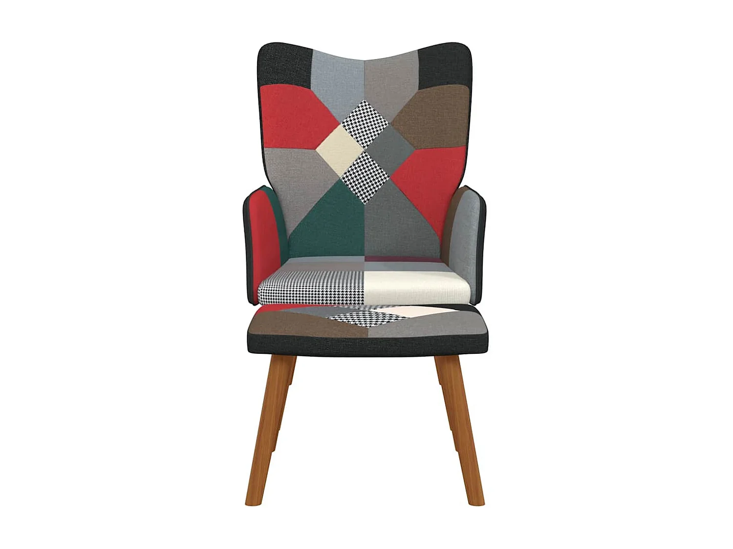Relaxstoel met voetenbank patchwork stof