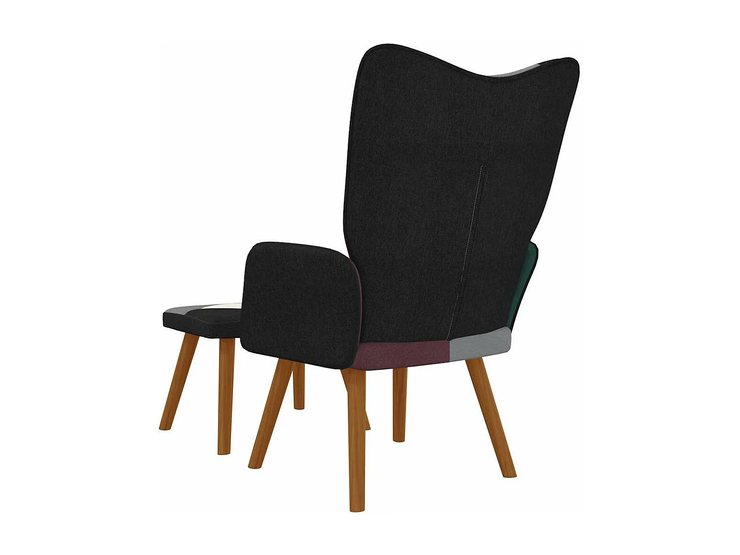 Relaxstoel met voetenbank patchwork stof