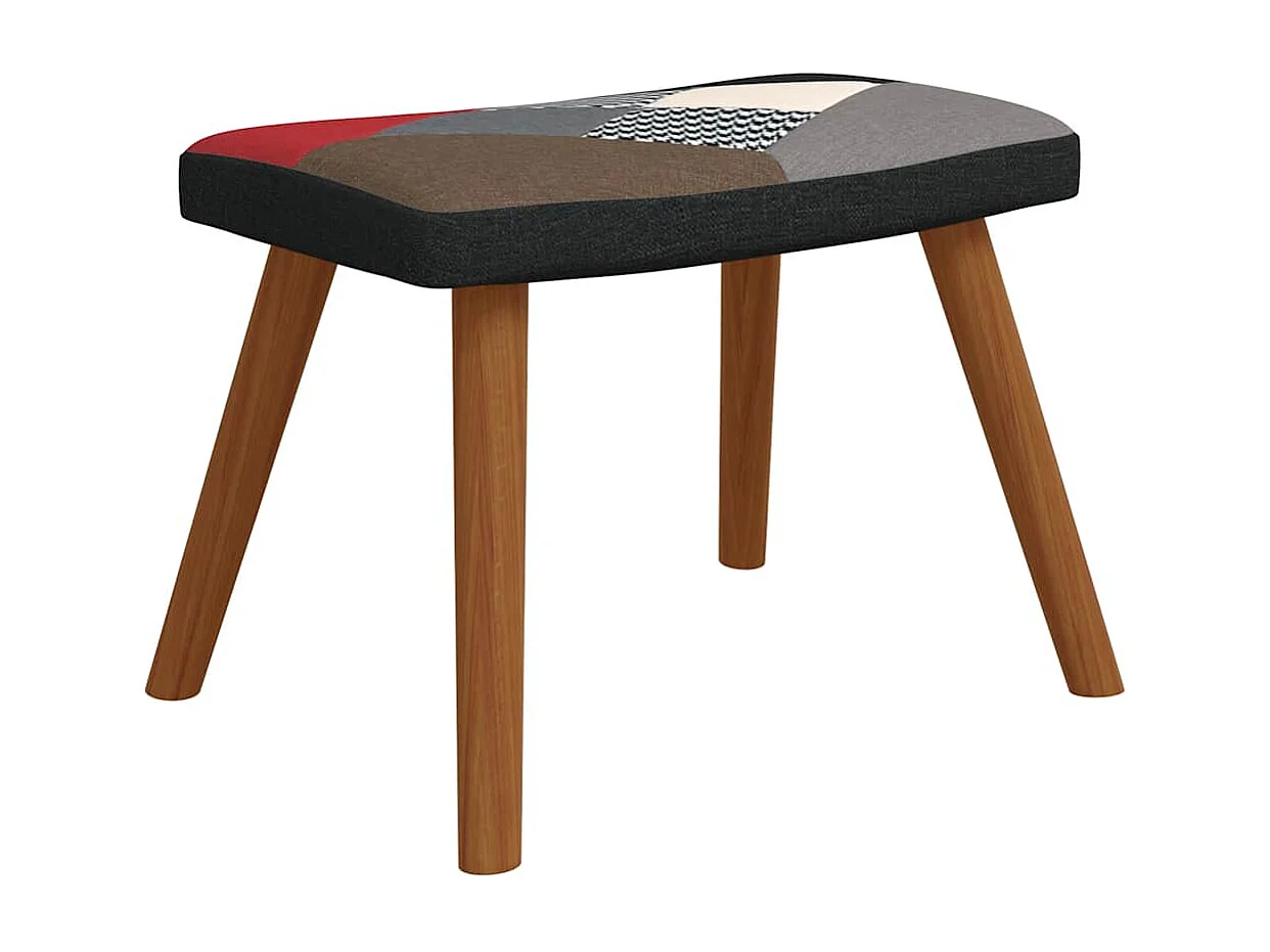 Relaxstoel met voetenbank patchwork stof