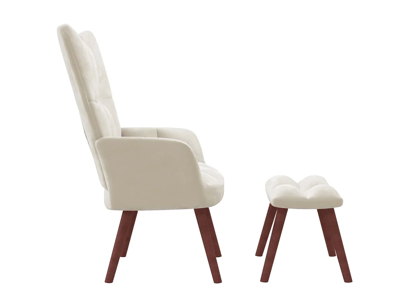 Fauteuil de relaxation avec repose-pied Blanc crème Velours