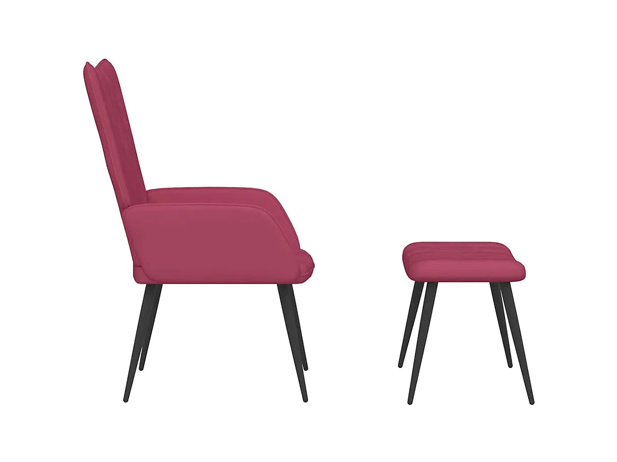 Fauteuil de relaxation avec repose-pied Rouge bordeaux Velours