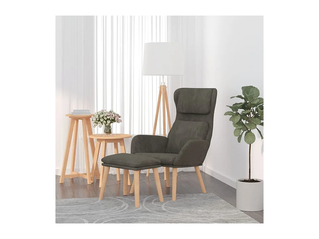 Fauteuil de relaxation avec tabouret Gris foncé Velours