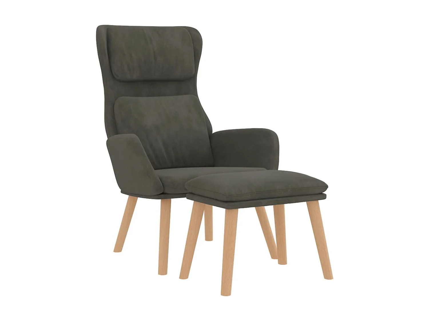 Sillón de relax con taburete terciopelo gris oscuro