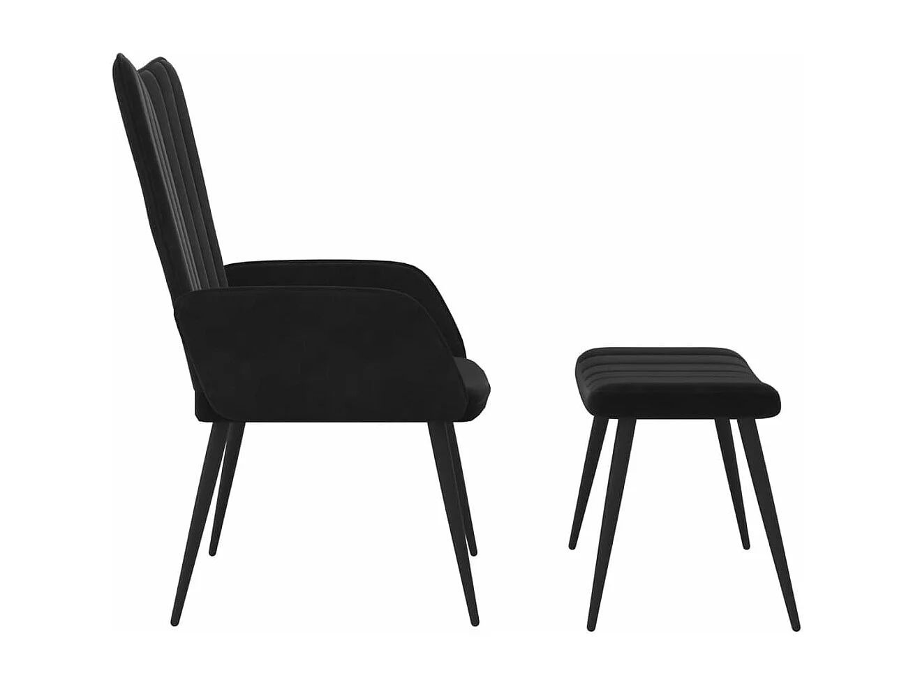 Fauteuil de relaxation avec repose-pied Noir Velours