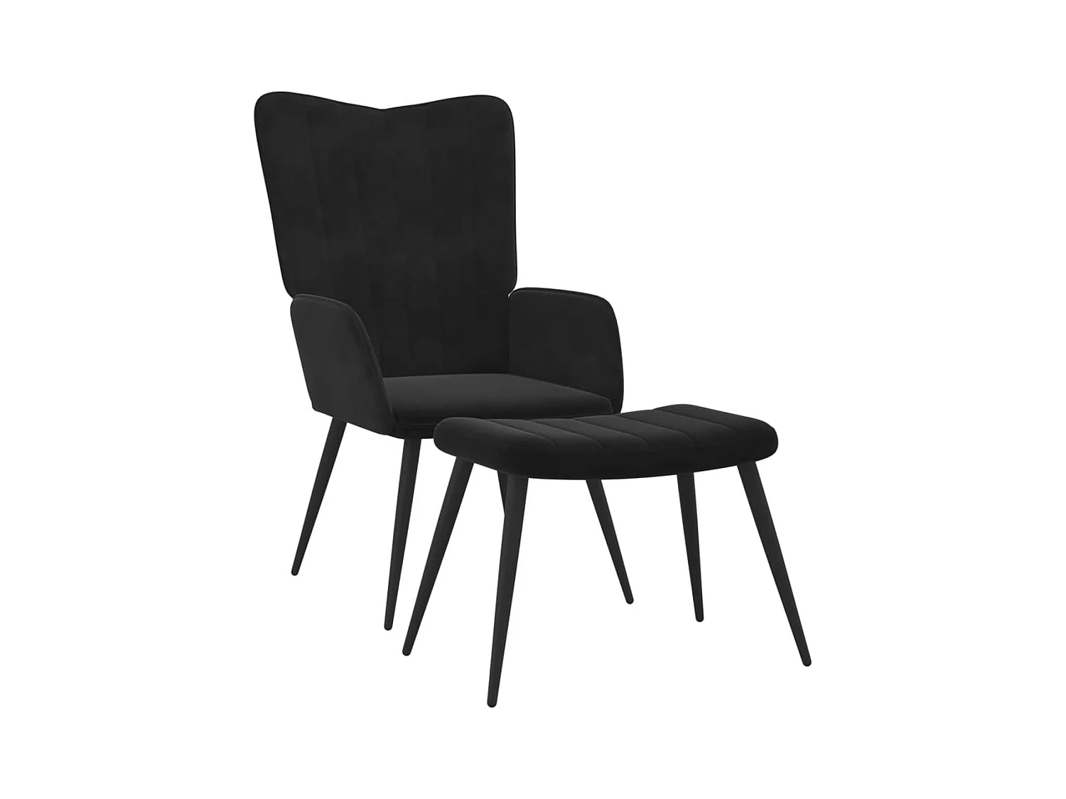 Fauteuil de relaxation avec repose-pied Noir Velours