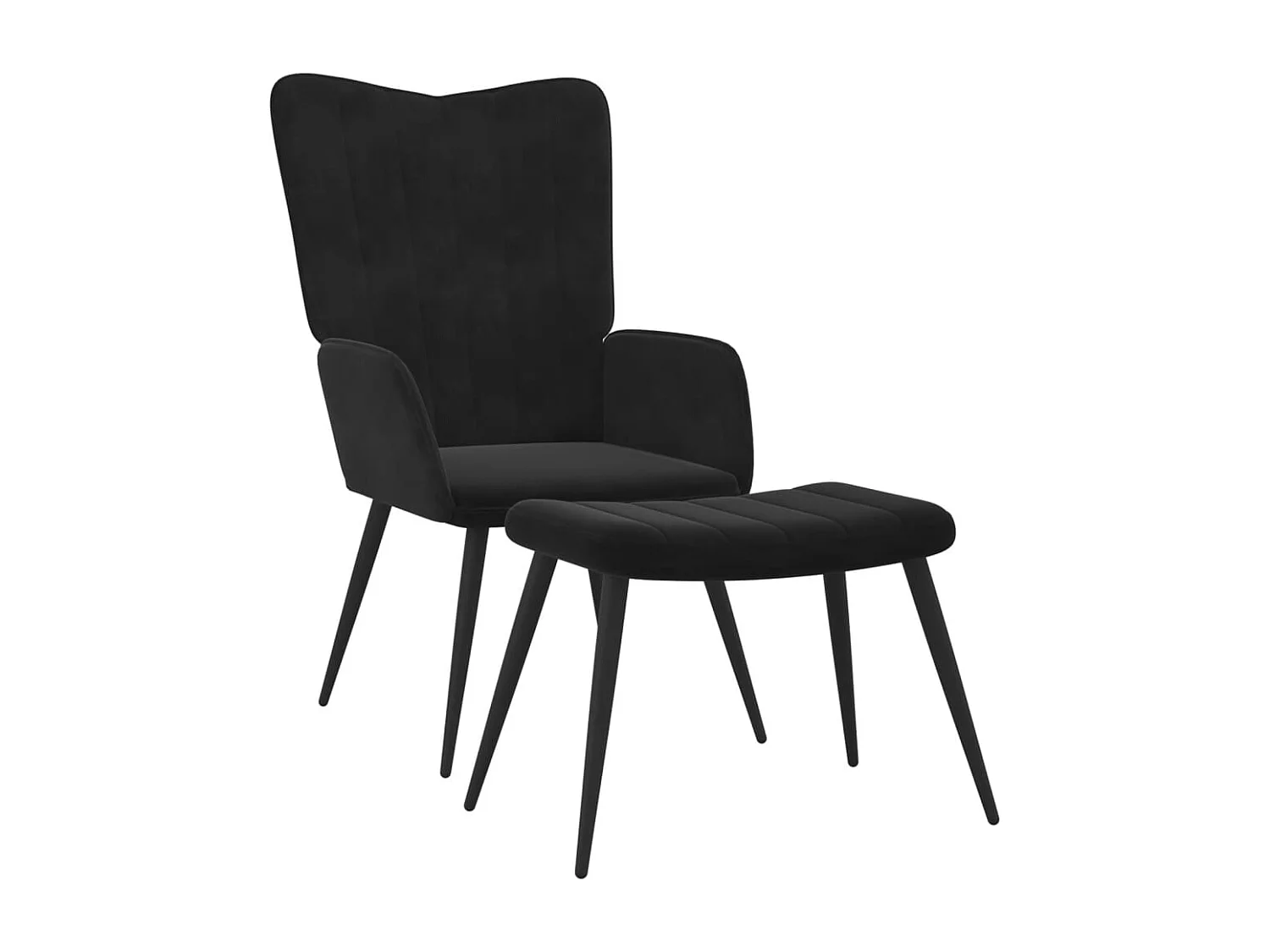 Silla de relajación con reposapiés terciopelo negro