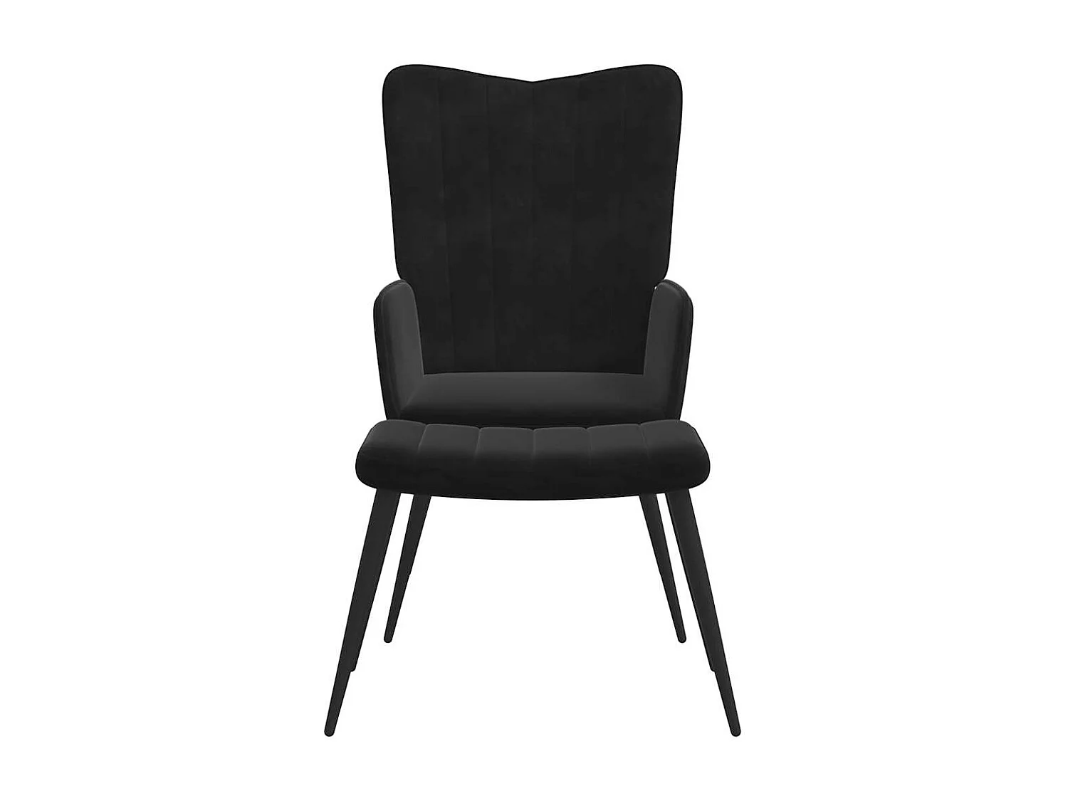 Silla de relajación con reposapiés terciopelo negro