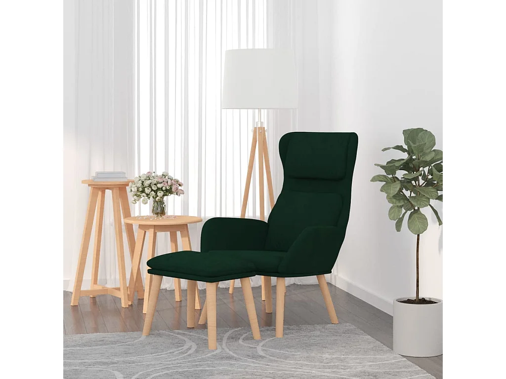 Fauteuil de relaxation avec tabouret Vert foncé Velours