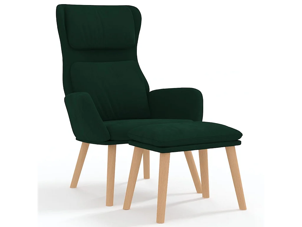 Fauteuil de relaxation avec tabouret Vert foncé Velours