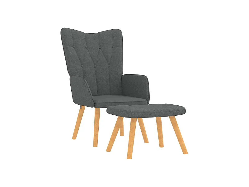 Cadeira de descanso com banco tecido cinzento-escuro